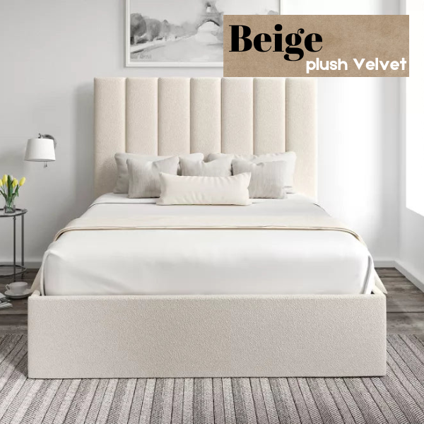 Beige Ivory Upholstered Bed Frame