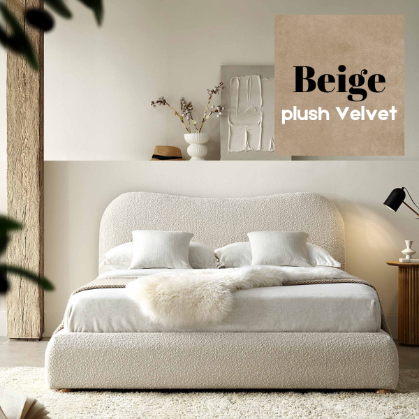 Beige Boucle Bed