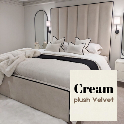 Cream Plush Velvet Bed