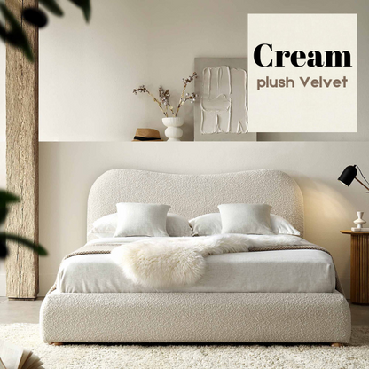 Cream Boucle Bed