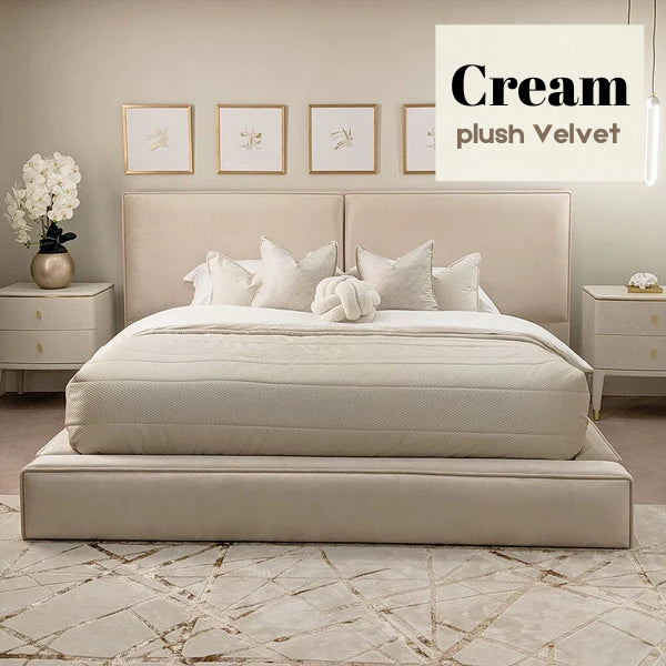 Cream Velvet Bed