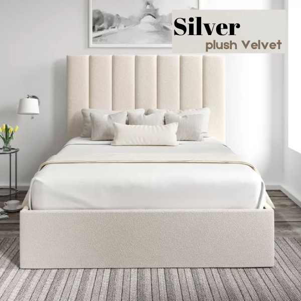 Silver Ivory Upholstered Bed Frame