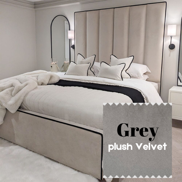 Grey Plush Velvet Bed