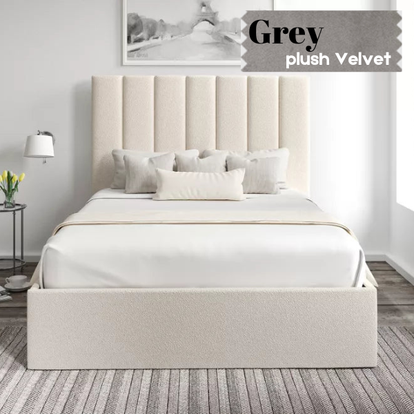 Grey Ivory Upholstered Bed Frame