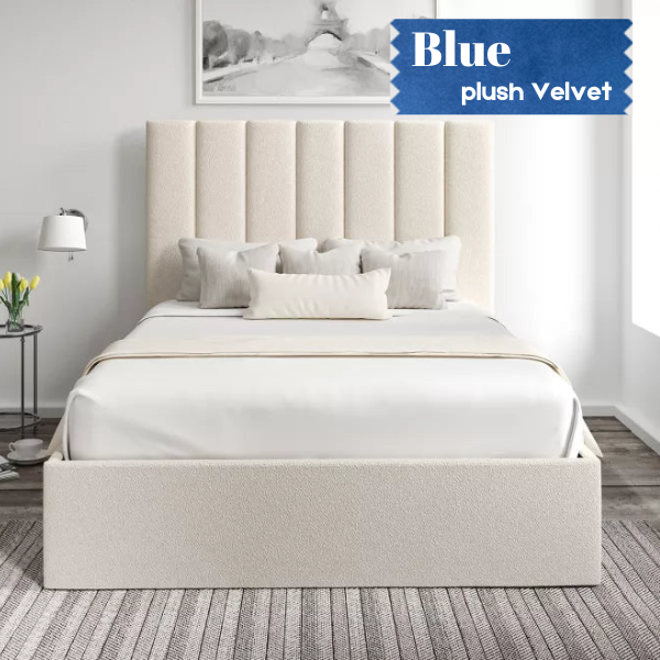 Blue Ivory Upholstered Bed Frame