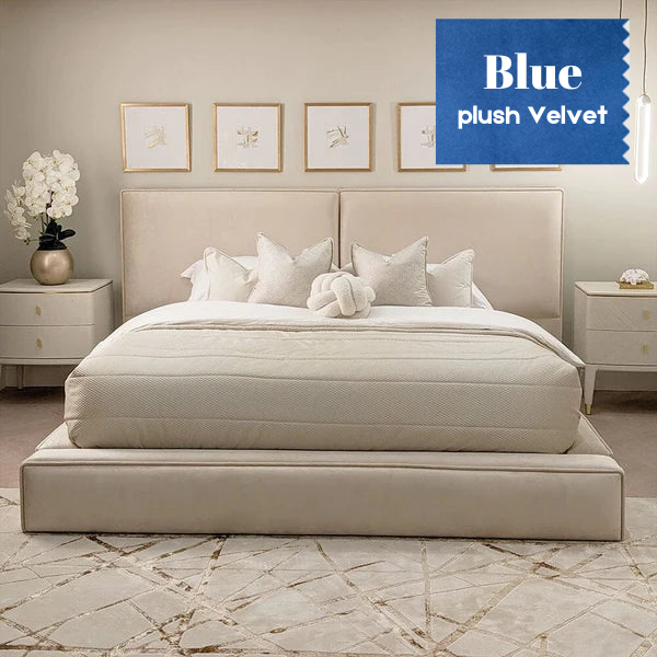 Blue Plush Velvet Bed