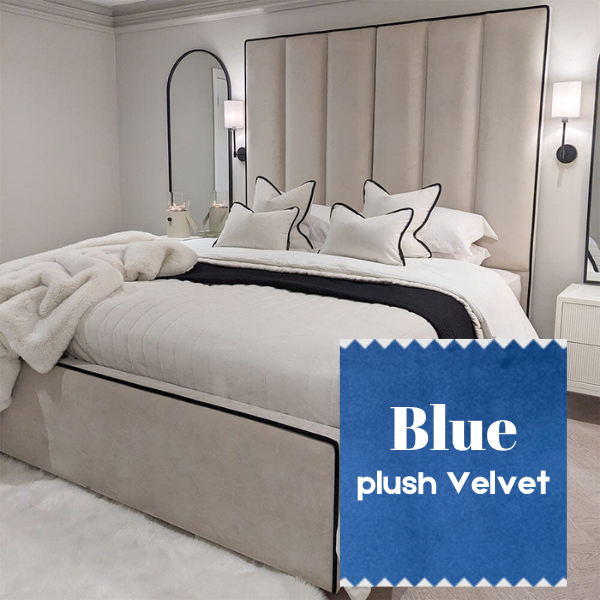 Blue Plush Velvet Bed