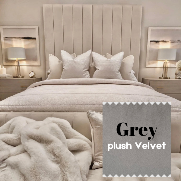 Grey Plush Velvet Bed