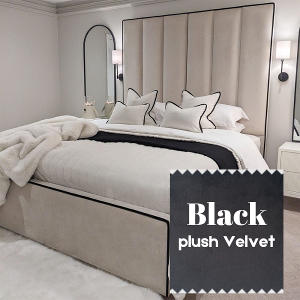 Black Plush Velvet Bed