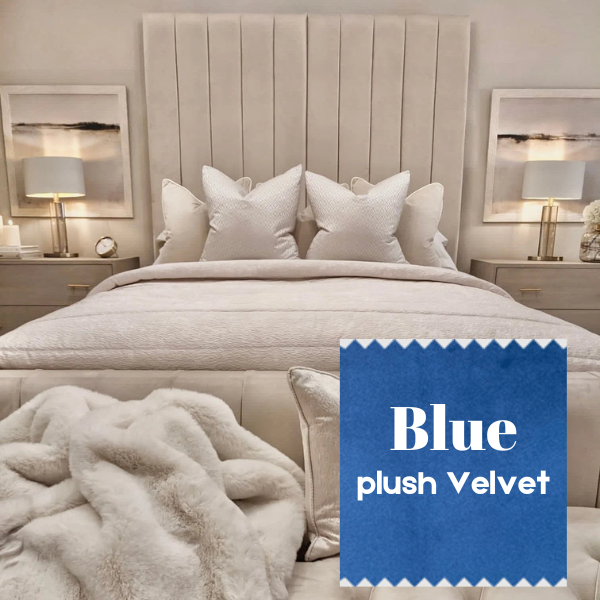 Blue Plush Velvet Bed