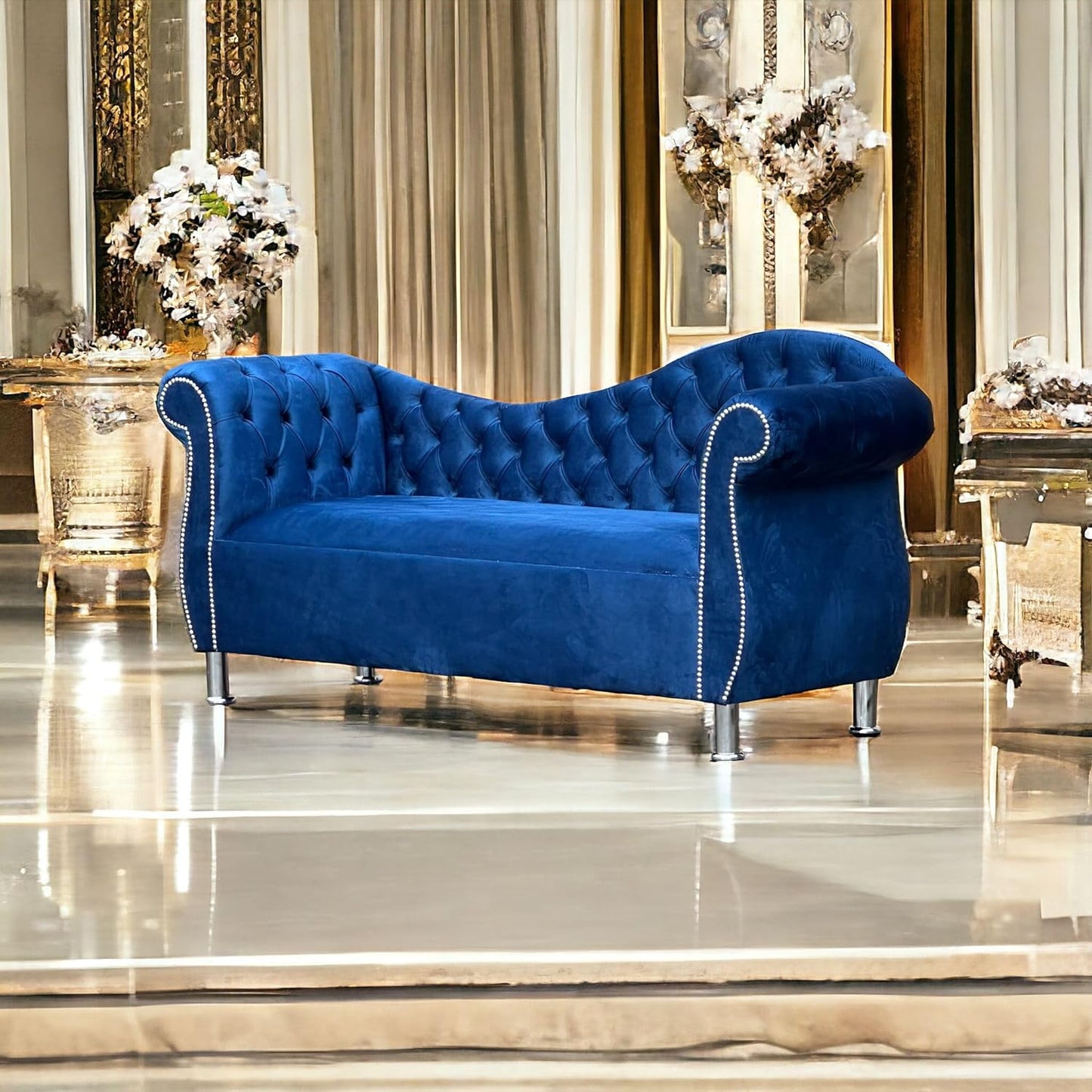 Blue Chaise Lounge Sofa