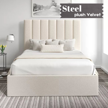 Steel Ivory Upholstered Bed Frame