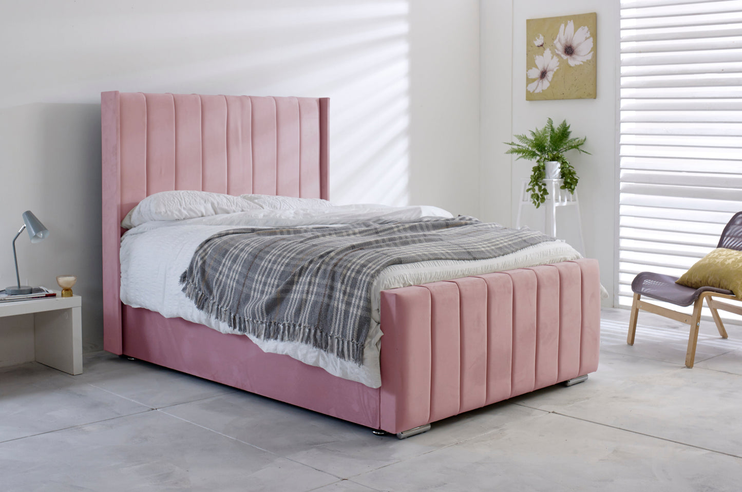 Single Steel Fruto Velvet Ottoman Bed Frame - Al Sultan Furnishings