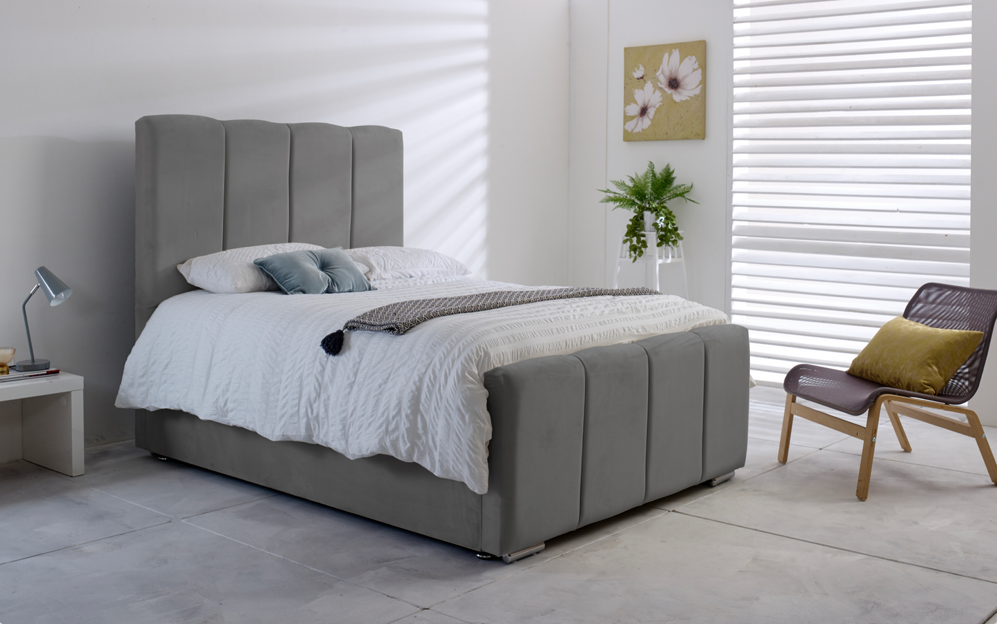 grey single ottoman bed