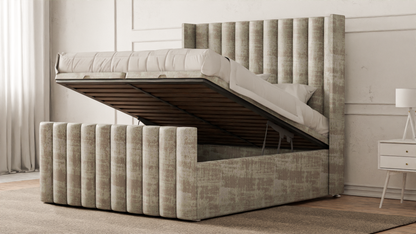 Lined Wingback Bed Frame