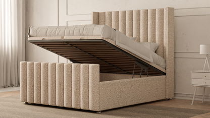 Lined Wingback Bed Frame