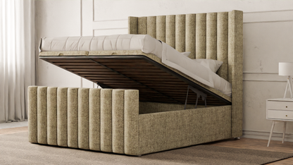 Lined Wingback Bed Frame