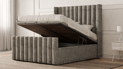 Lined Wingback Bed Frame