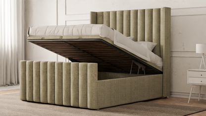 Lined Wingback Bed Frame