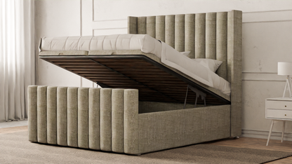 Lined Wingback Bed Frame