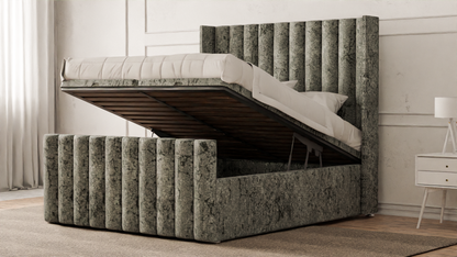 Lined Wingback Bed Frame