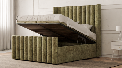 Lined Wingback Bed Frame