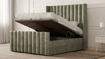 Lined Wingback Bed Frame