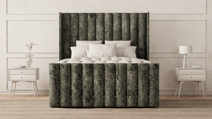 Lined Wingback Bed Frame