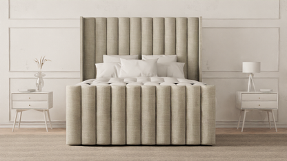 Lined Wingback Bed Frame