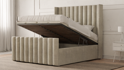 Lined Wingback Bed Frame