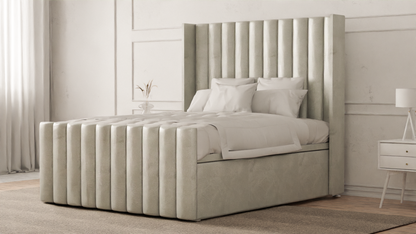 Lined Wingback Bed Frame