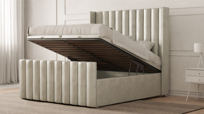 Lined Wingback Bed Frame