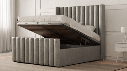 Lined Wingback Bed Frame