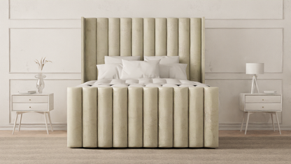 Lined Wingback Bed Frame