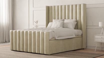 Lined Wingback Bed Frame