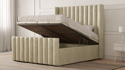 Lined Wingback Bed Frame