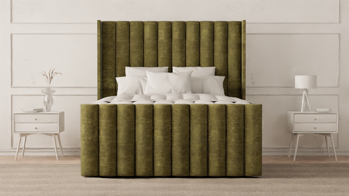 Lined Wingback Bed Frame