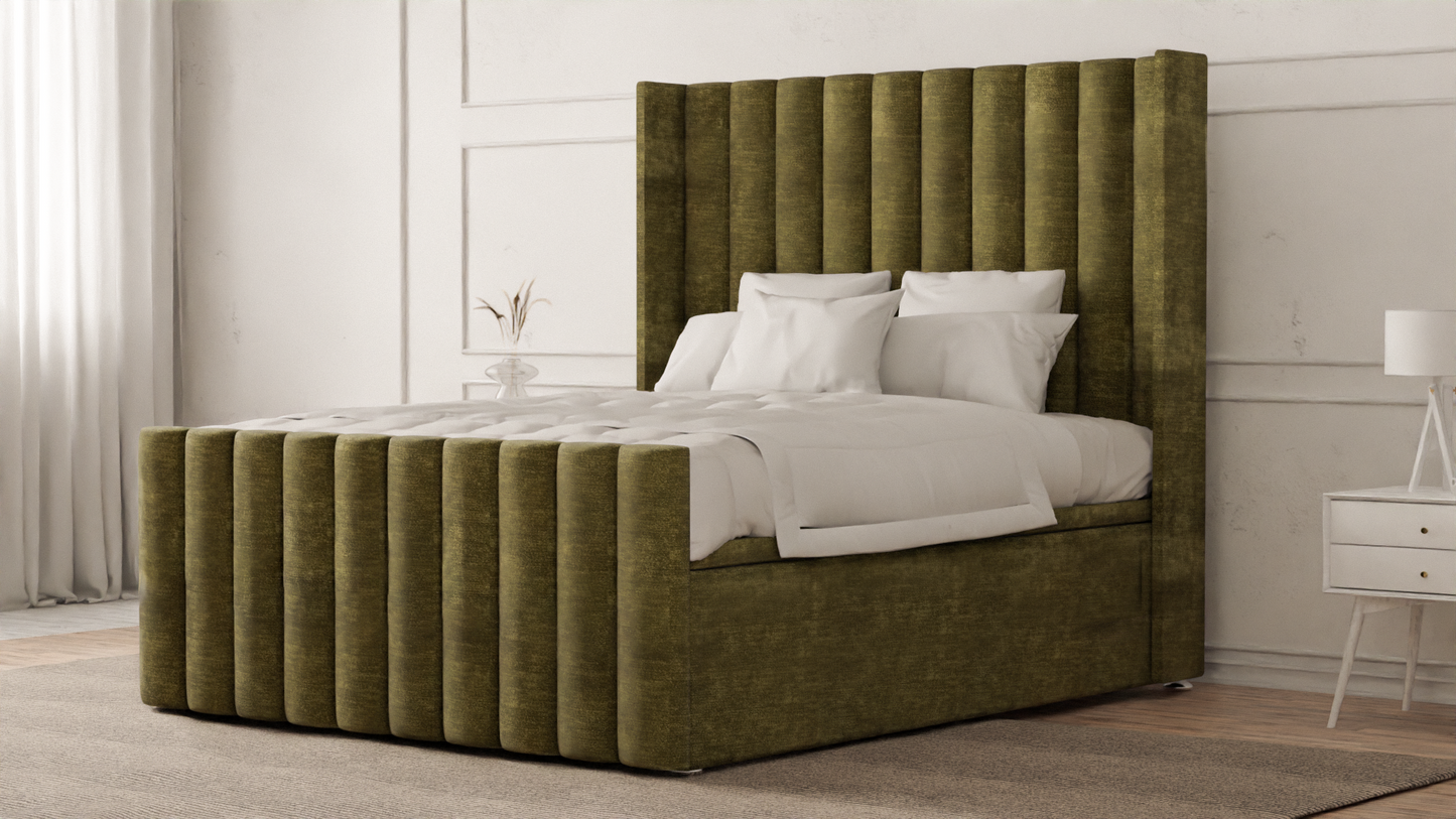 Lined Wingback Bed Frame