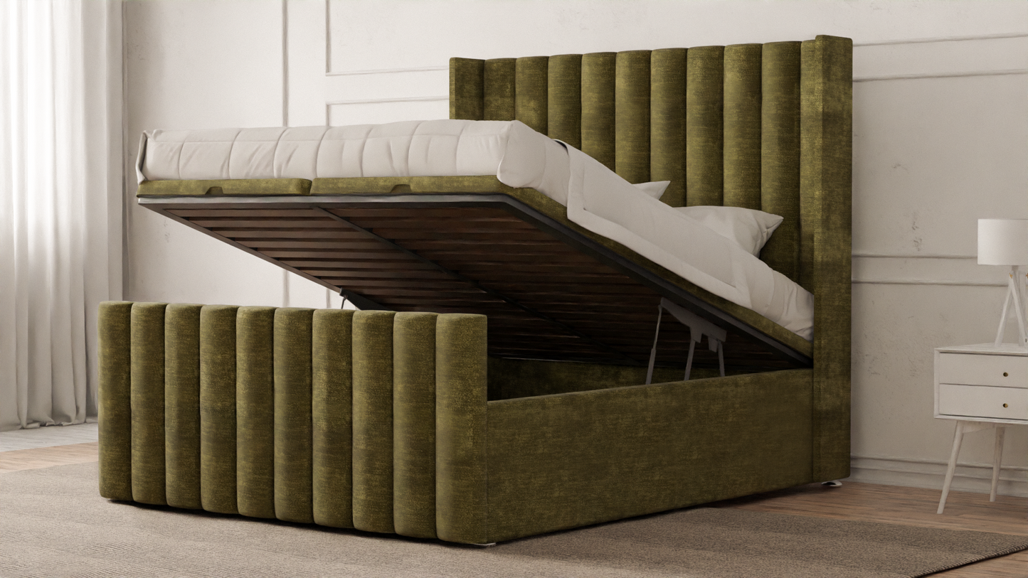 Lined Wingback Bed Frame