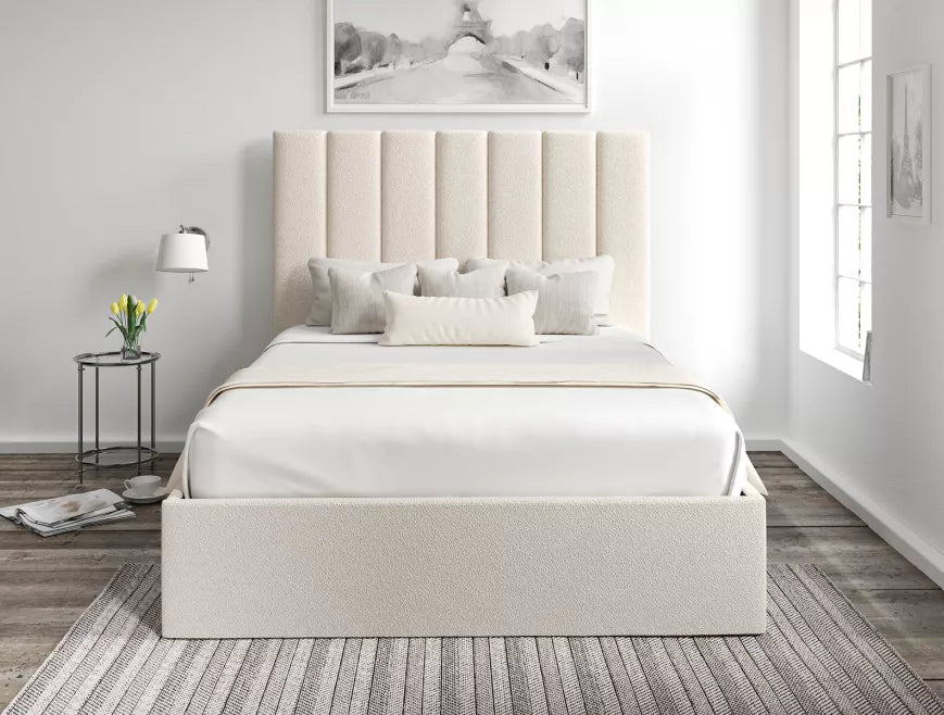 King Size Santorini Boucle Ivory Upholstered Bed Frame