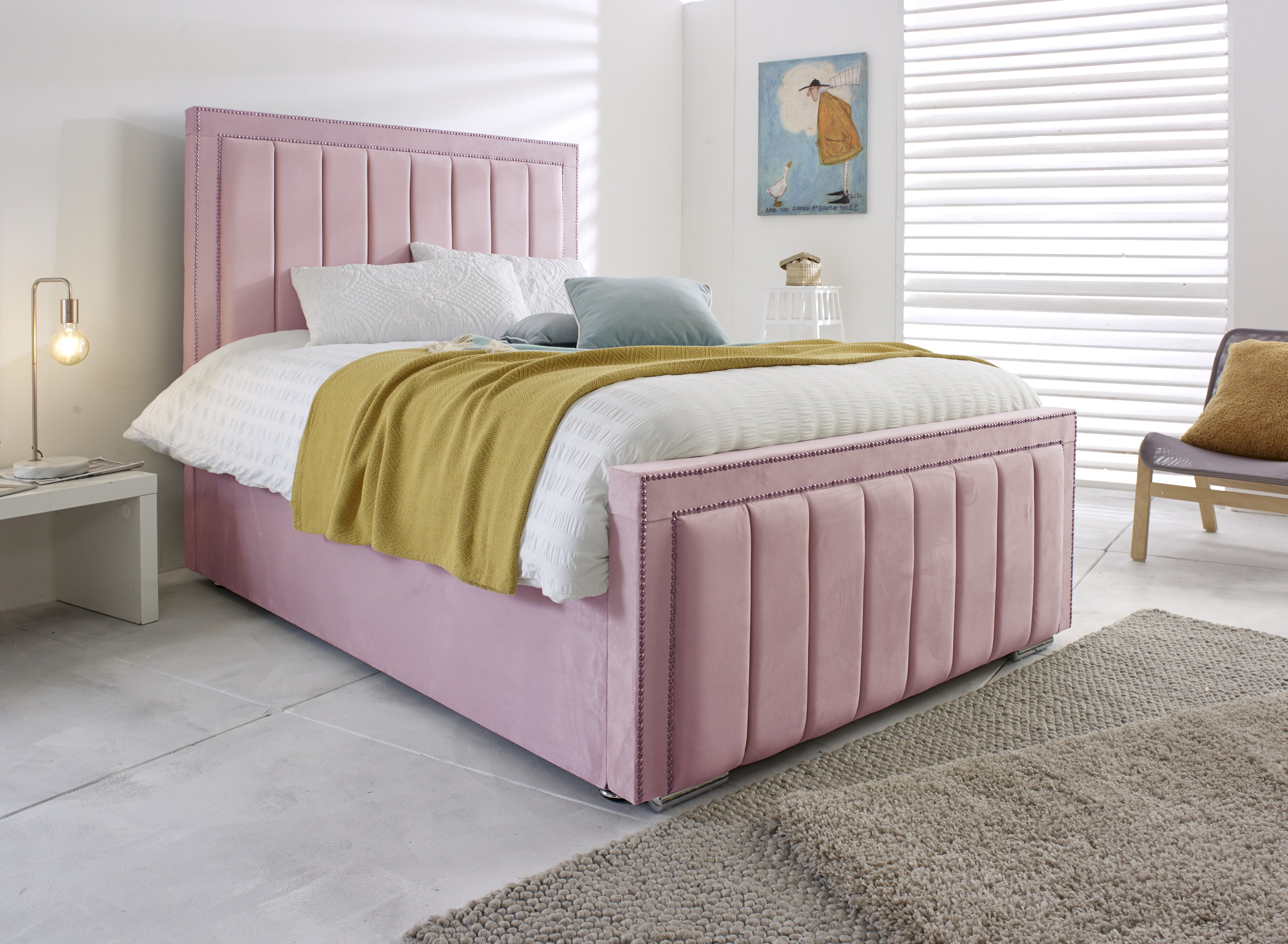 Pink ottoman deals single bed