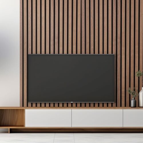 Acoustic Wood Wall Panels Slat Oak Walnut Wooden Wall Cladding Panels 2400x600mm