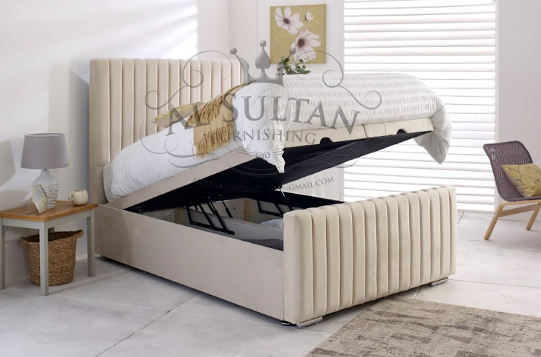 Double Kowloon Ottoman Bed Frame In Cream