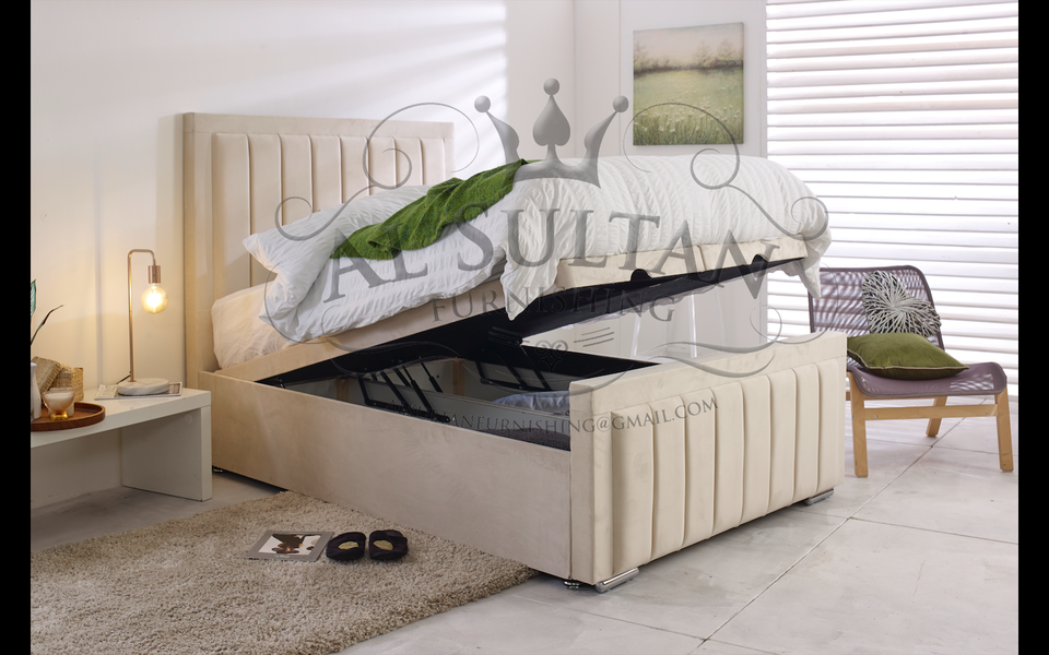 Single Furno Ottoman Bed Frame In Cream