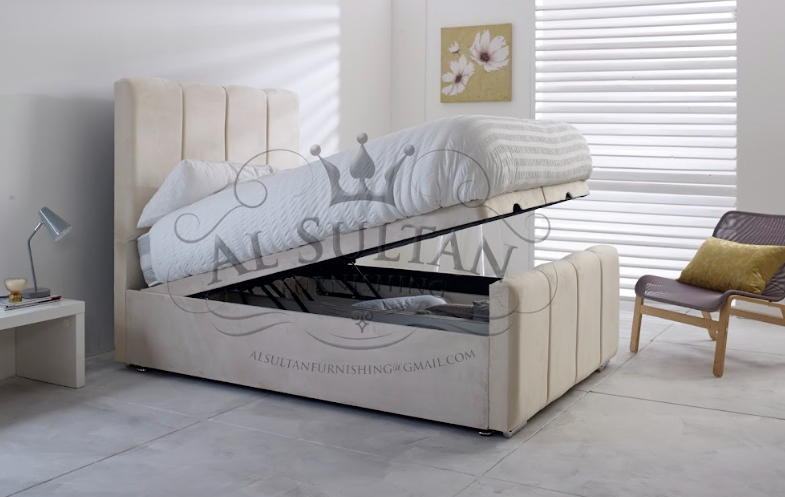 Jumbo Ottoman Bed Frame In Cream