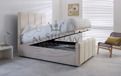 Single Jumbo Ottoman Bed Frame In Cream